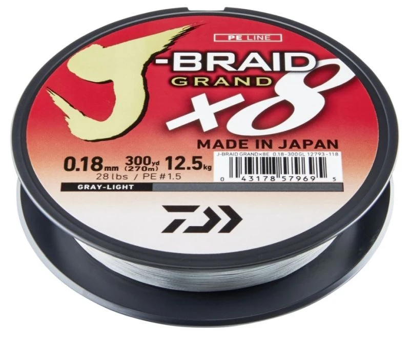 Daiwa J Braid X8 Grand 135m Grå 1 Daiwa J Braid X8 Grand 135m Grå