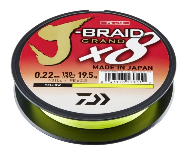 Daiwa J Braid X8 Grand 135m Gul 1 Daiwa J Braid X8 Grand 135m Gul